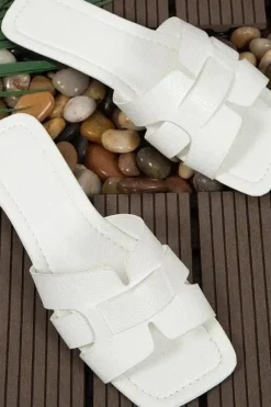 Claquettes blanches pour femme