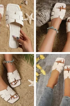 Claquettes blanches pour femme