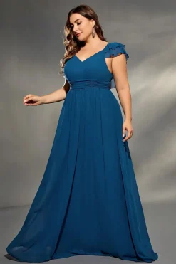 Robe amincissante bleue pour femme ronde