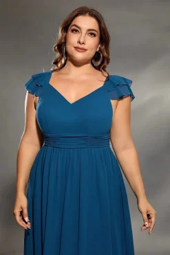 Robe amincissante bleue pour femme ronde