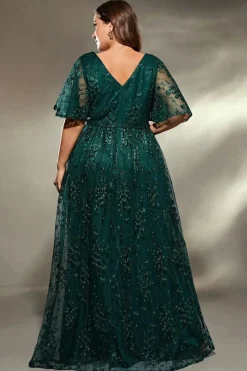 Robe amincissante verte pour mariage femme ronde