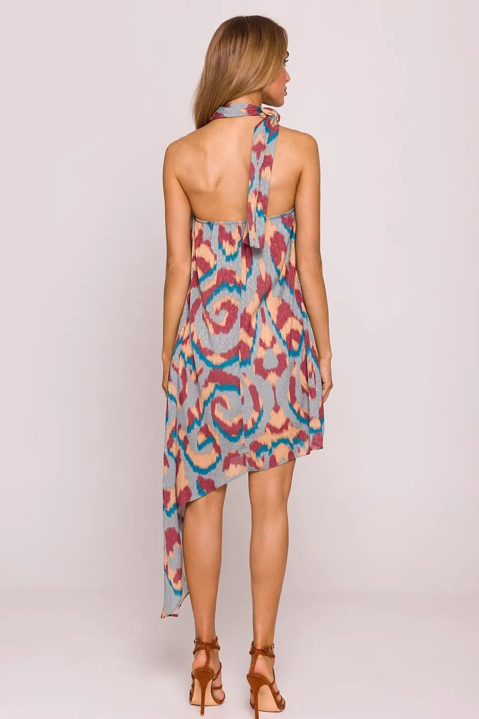 Robe asymétrique multicolore sans manches