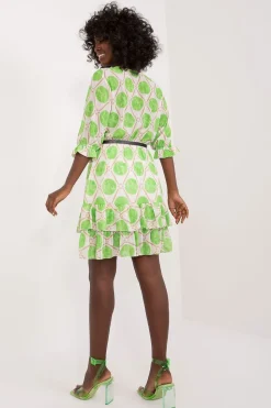Robe aux ronds verts manche 3/4
