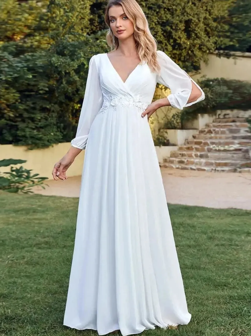 Robe blanche bohème longue manches longues