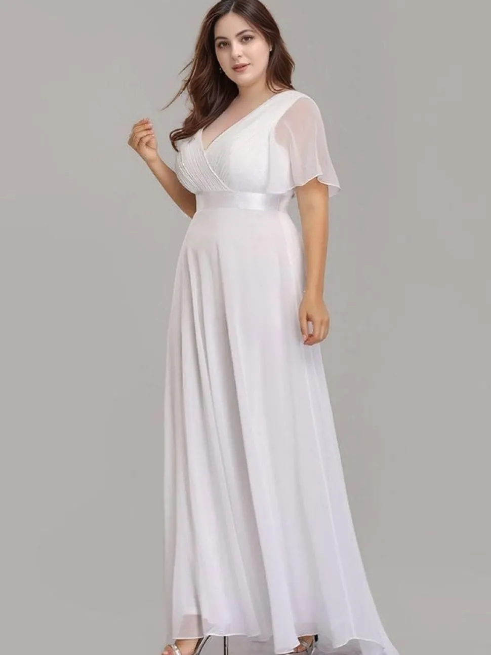 Robe blanche longue grande taille pour mariage