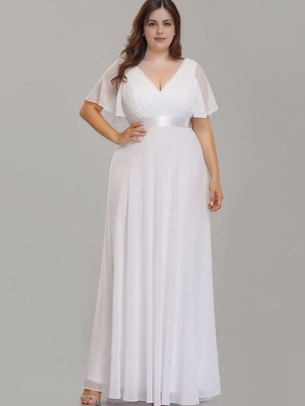 Robe blanche longue grande taille pour mariage