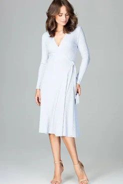 Robe bleue grossesse midi chic