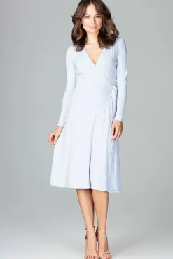 Robe bleue grossesse midi chic
