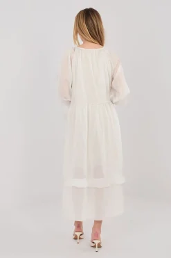 Robe bohème blanche longue manches longues
