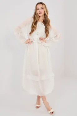 Robe bohème blanche longue manches longues