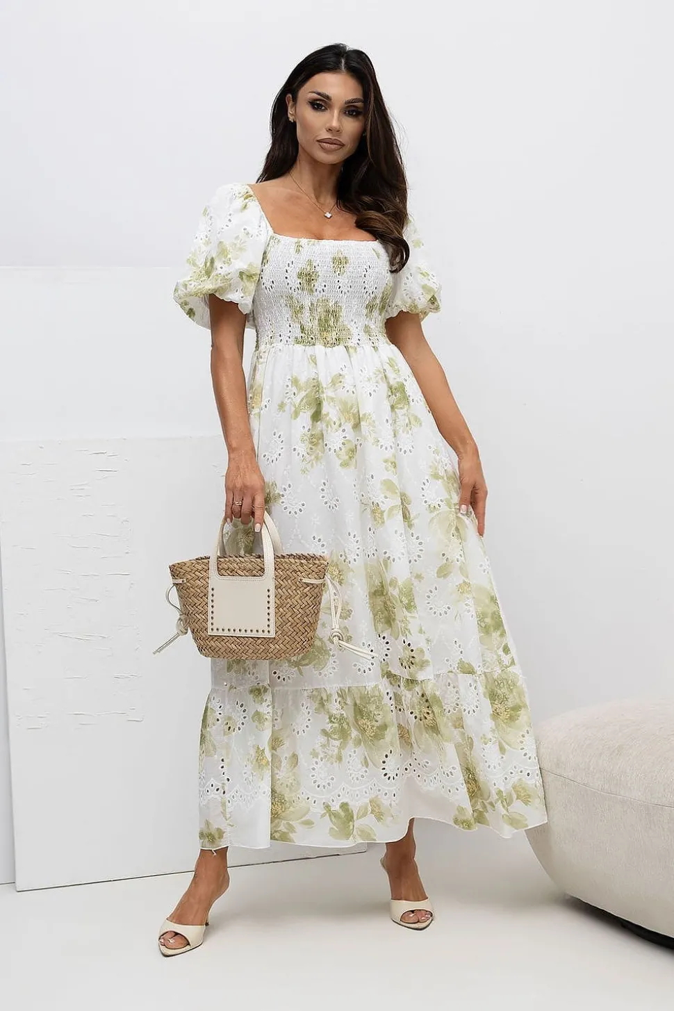Robe bohème fleurie longue manches courtes