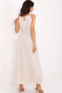 Robe bohème longue fendue sans manches