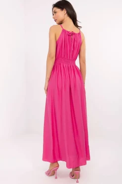 Robe bohème longue fendue sans manches