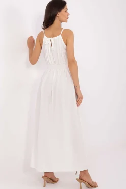Robe bohème longue fendue sans manches