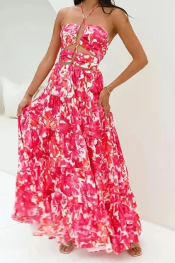 Robe bohème longue fleurie fluide