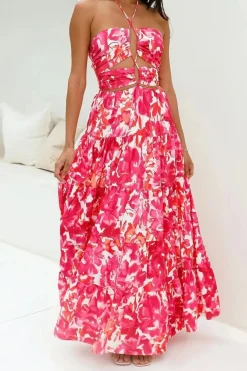 Robe bohème longue fleurie fluide