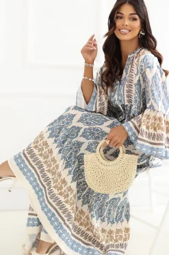 Robe bohème longue manches larges