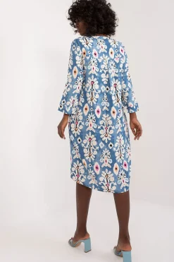 Robe bohème midi fleurie bleue