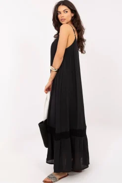 Robe bohème noire longue fluide