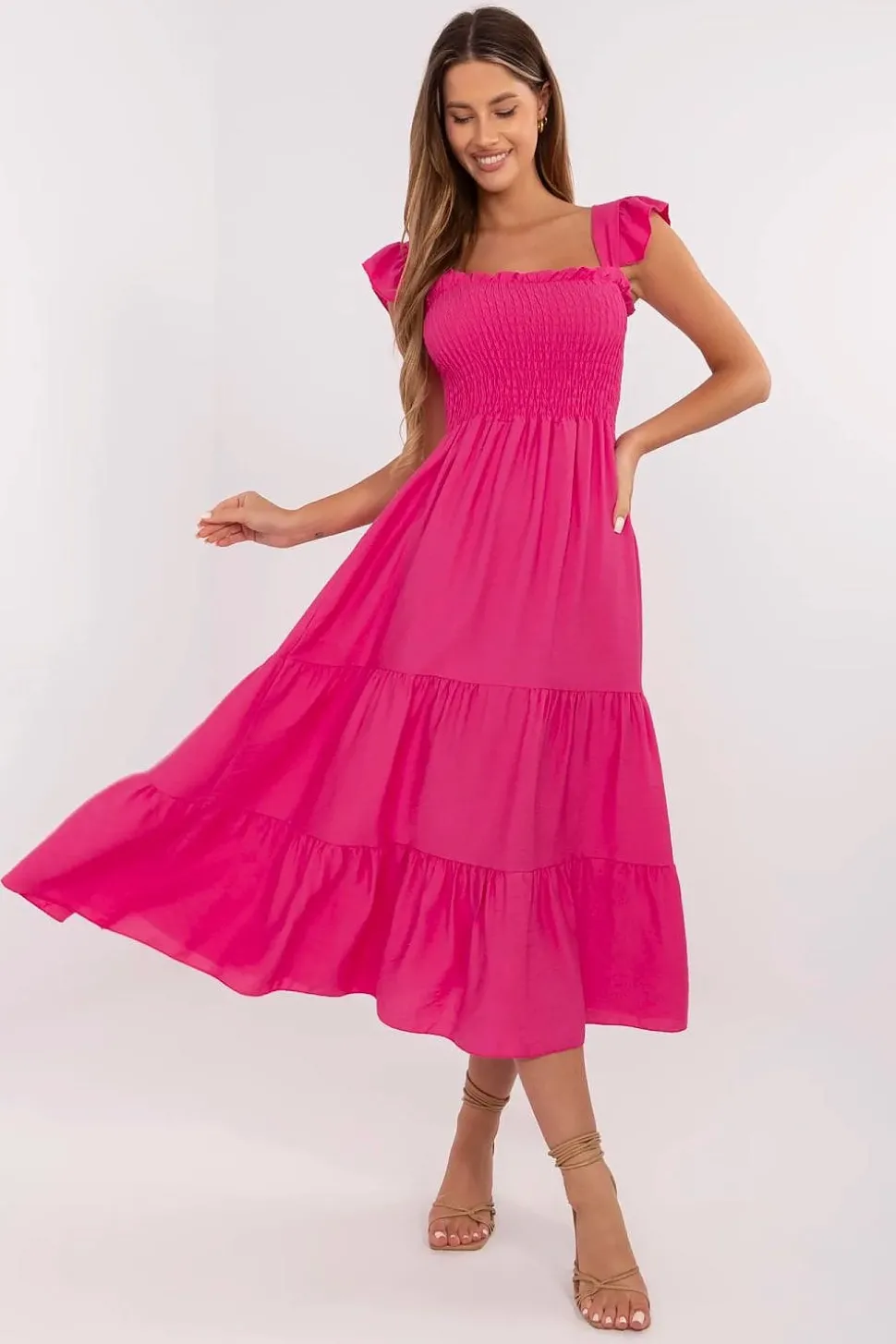 Robe bohème été midi fluide femme