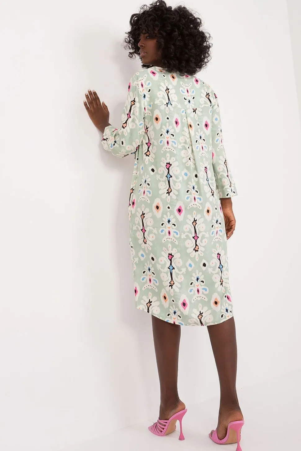 Robe bohème verte midi