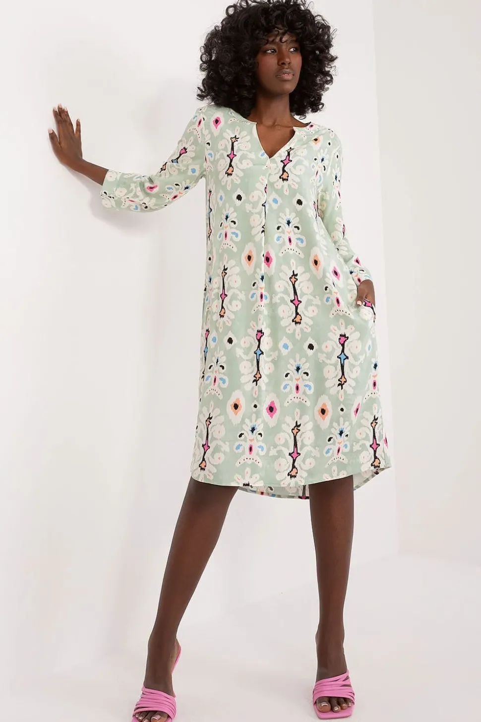 Robe bohème verte midi