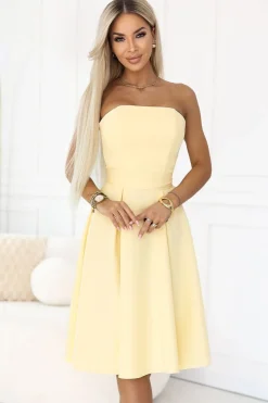 Robe bustier jaune évasée