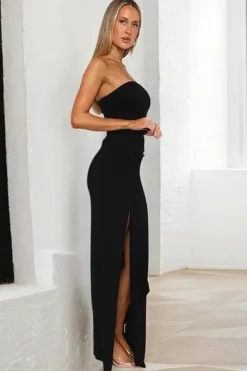Robe bustier longue fendue élégante