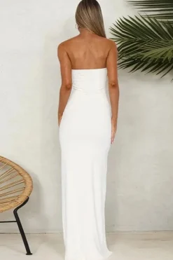 Robe bustier longue fendue élégante