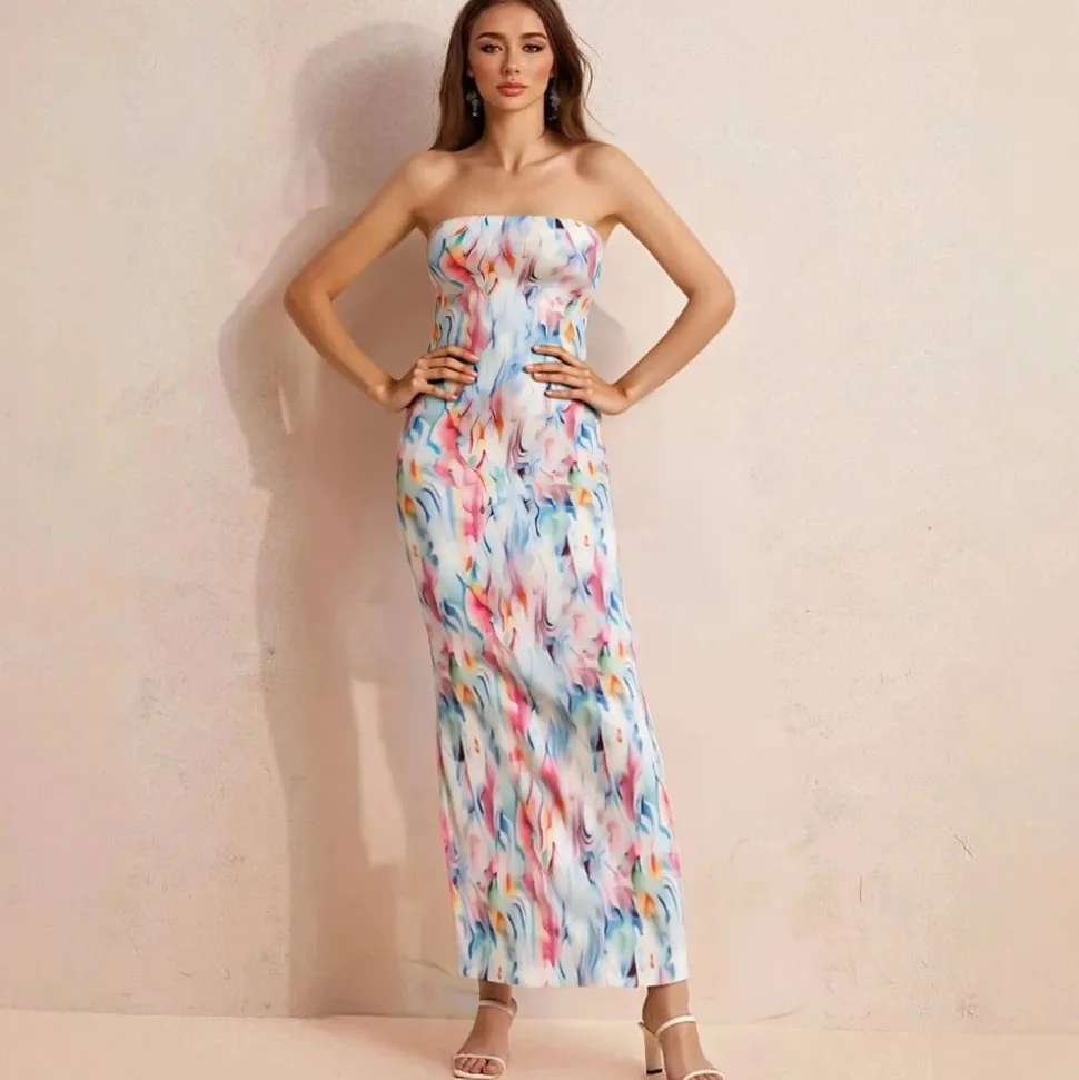 Robe bustier multicouleur longue