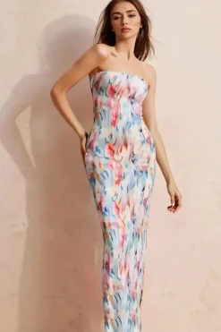 Robe bustier multicouleur longue