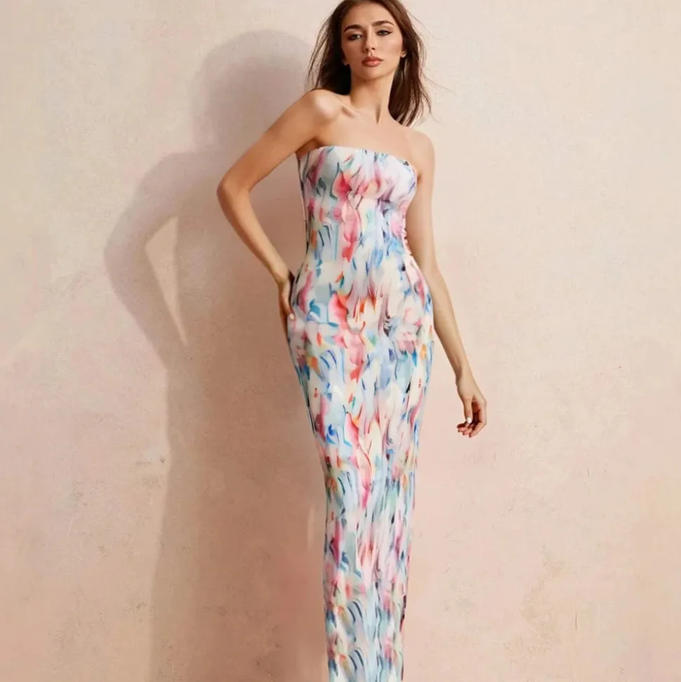 Robe bustier multicouleur longue