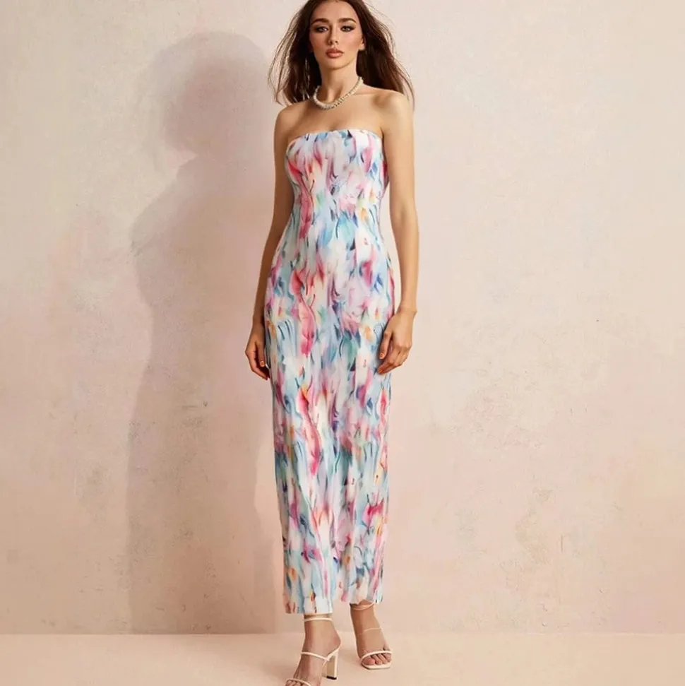 Robe bustier multicouleur longue