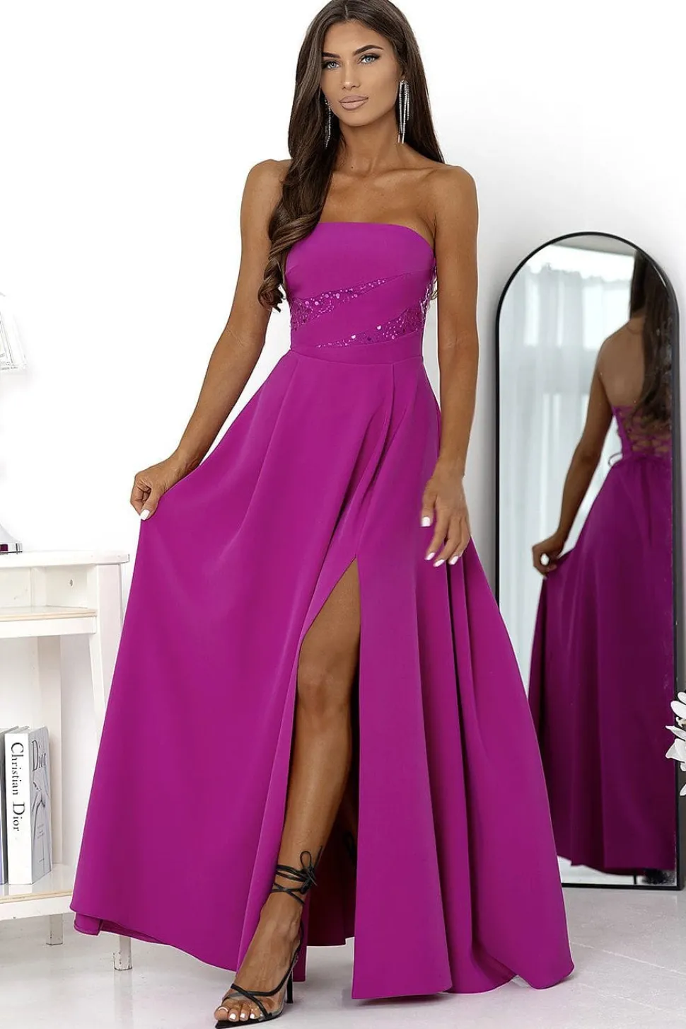 Robe bustier violette chic longue