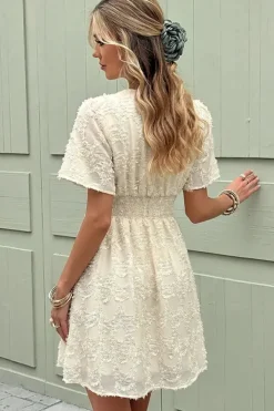 Robe casual beige à carreaux courte