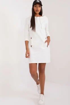 Robe casual blanche courte manche longue