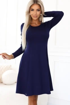 Robe casual bleu marine manches longues