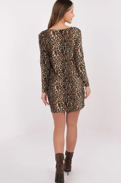 Robe casual imprimé léopard manches longues