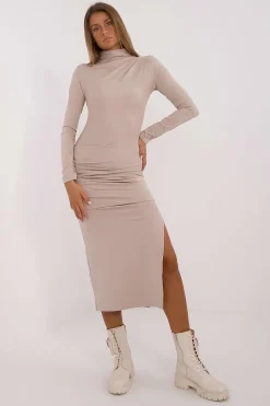 Robe casual midi moulante manches longues