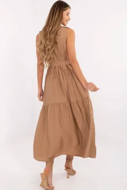 Robe casual midi sans manches ceinturée