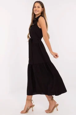 Robe casual midi sans manches ceinturée