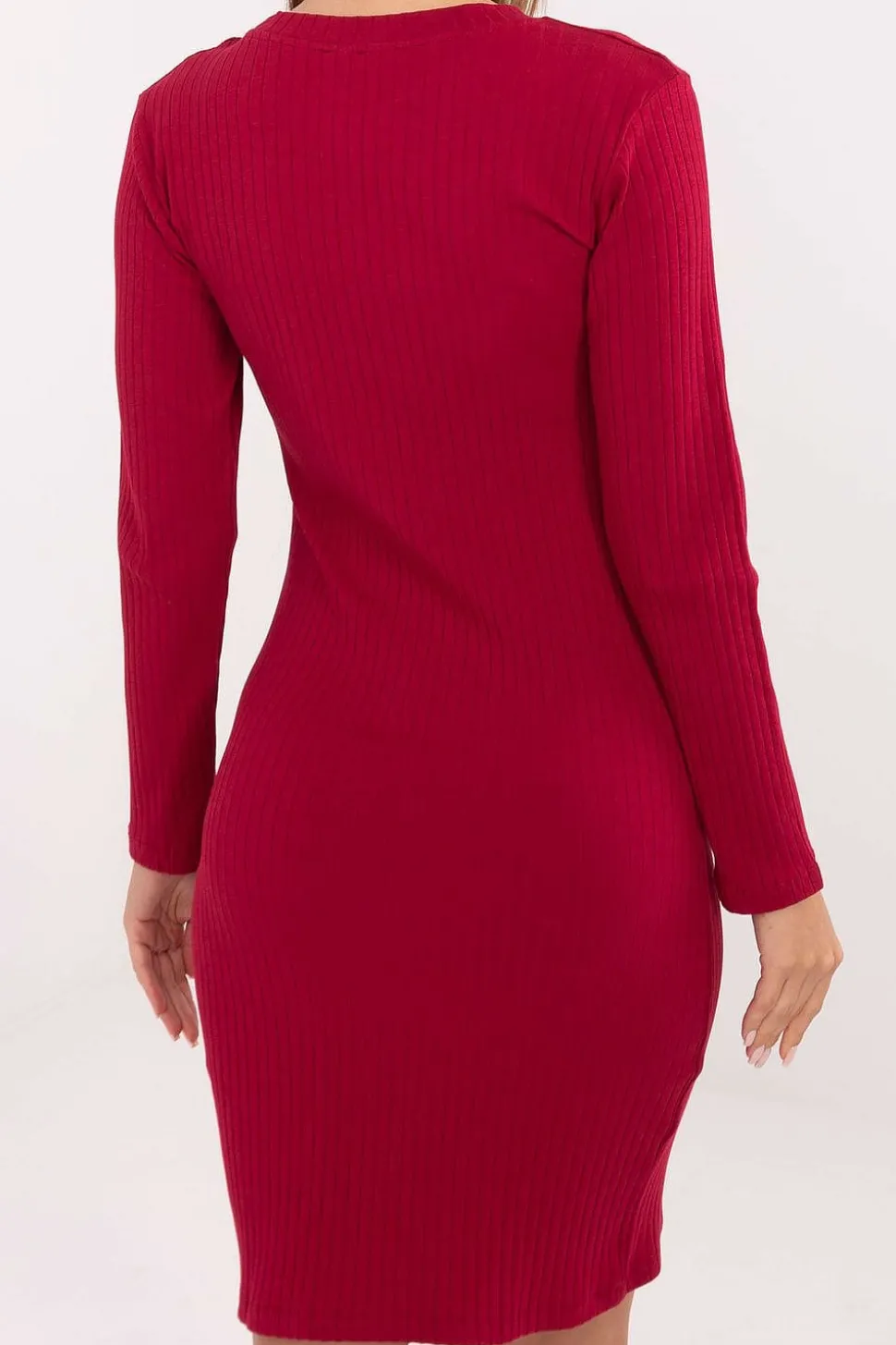 Robe casual moulante rouge manches longues en maille