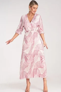 Robe casual rose fluide plissée