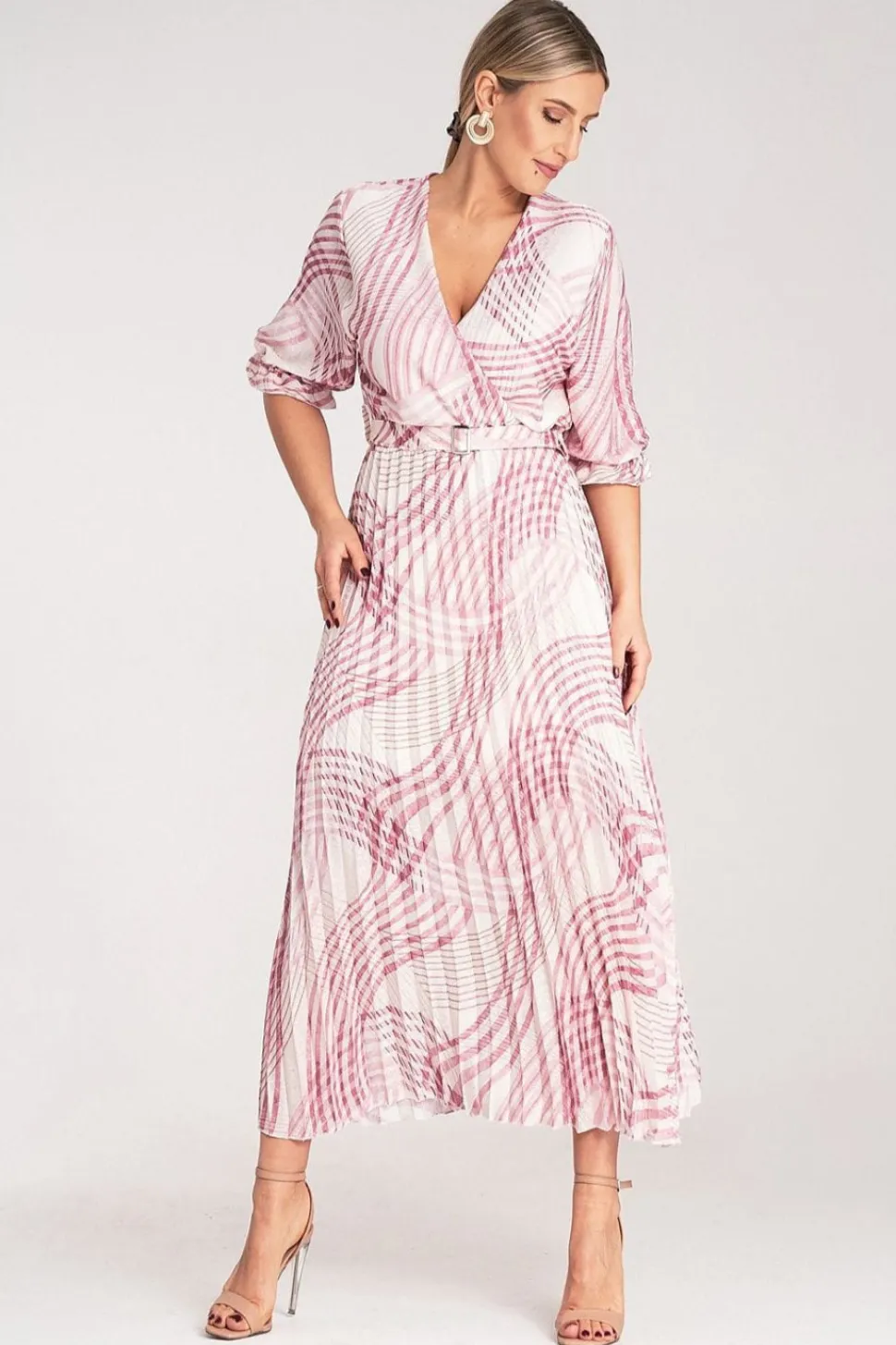 Robe casual rose fluide plissée