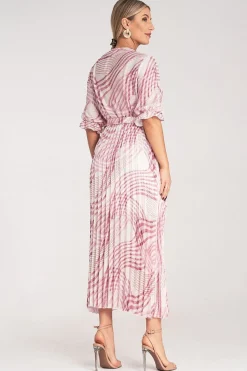 Robe casual rose fluide plissée