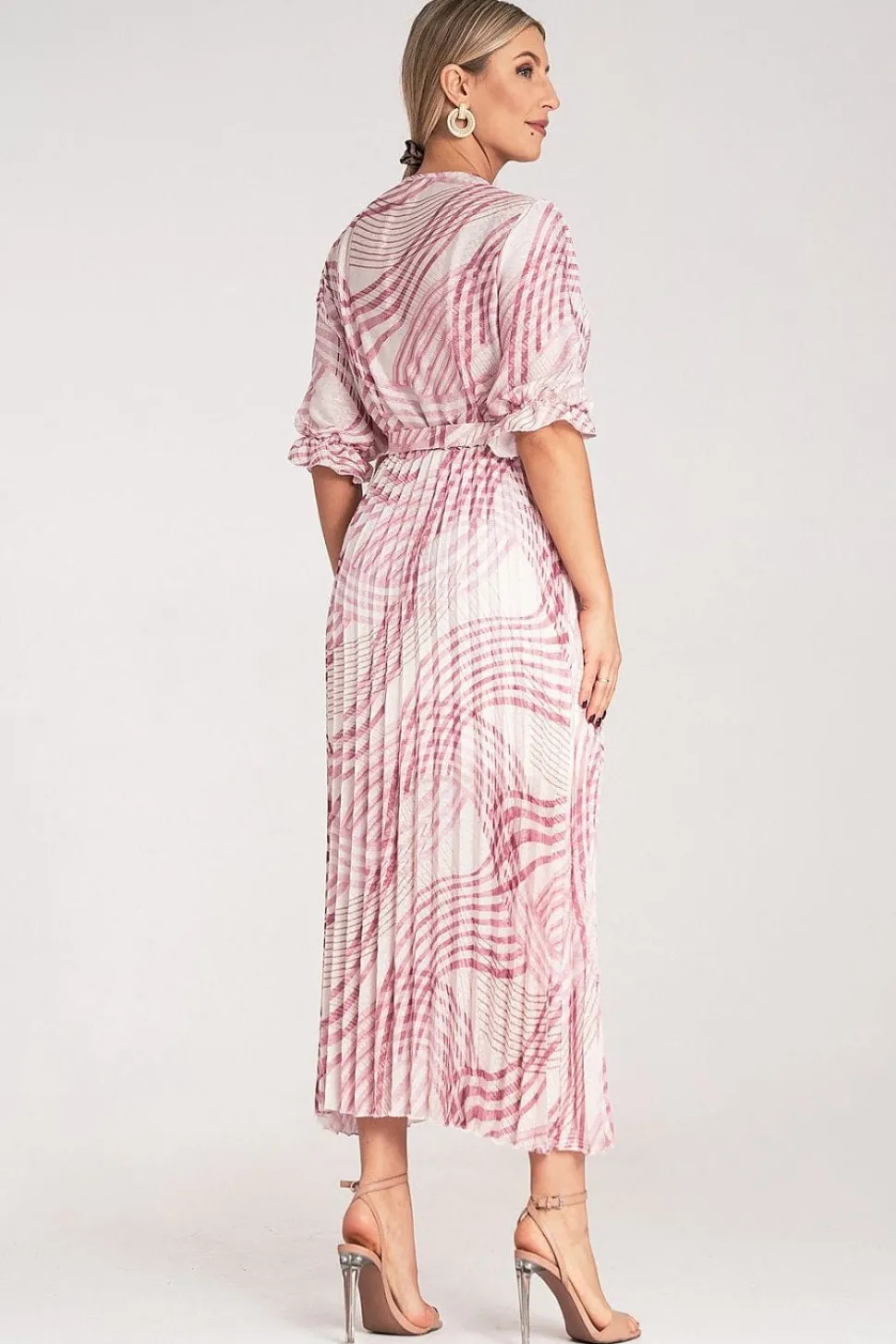 Robe casual rose fluide plissée
