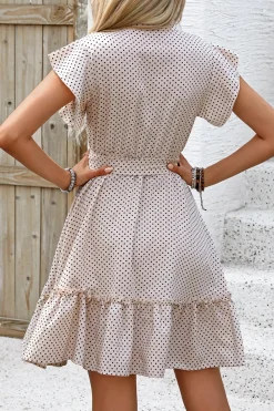 Robe champêtre beige à pois