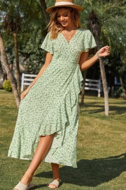 Robe champêtre fleurie été asymétrique