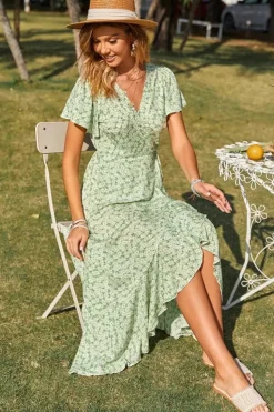 Robe champêtre fleurie été asymétrique