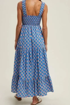 Robe champêtre longue col carré